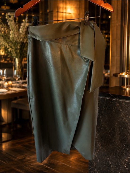 Gracia Dresses & Skirts - Gracia Olive Green Pencil Skirt — Luxe Lining, Tulip Slit, Sz M